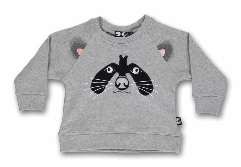 UBANG babblechat Sweater Sweatshirt Longsleeve Racoon Waschbär grau 12 m 2Y