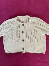 Gap kids girls S 4 5 Beige Tan cable knit Long Sleeve Cardigan sweater VGUC
