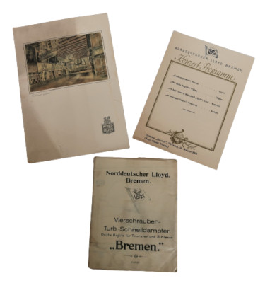 Vtg Nordeutscher Lloyd Bremen Ephemera Lot Ship Schematic Lunch Menu Rare 1930's