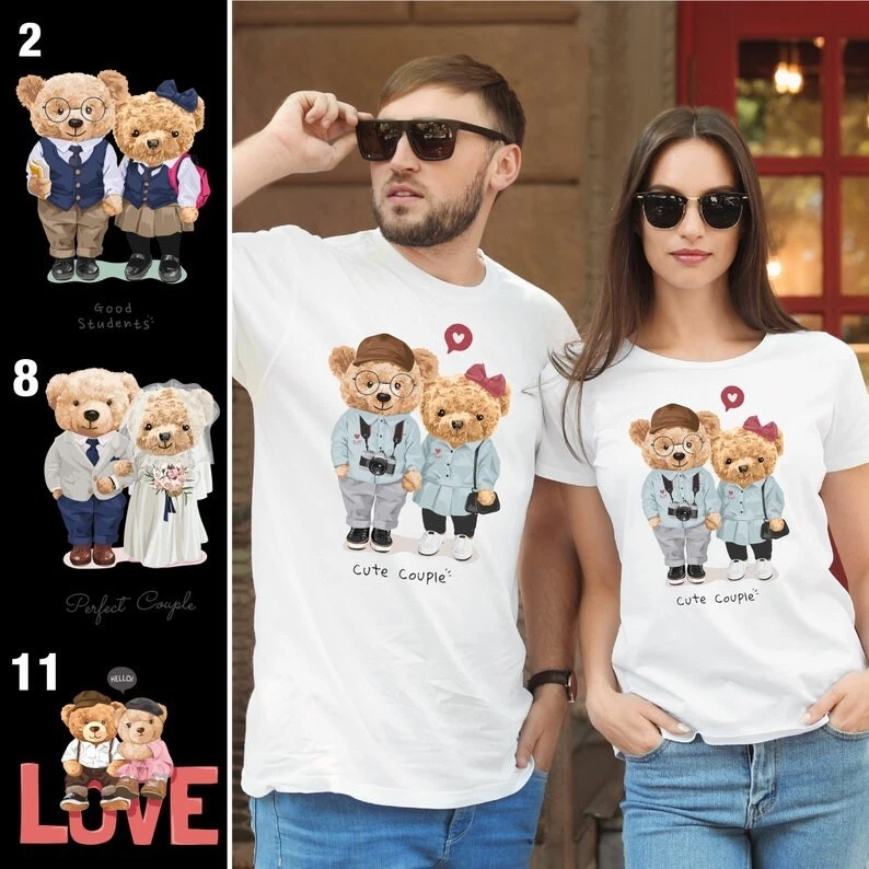 Bear Couple Shirts Matching Couple Tshirts Couple Tees Pärchen T