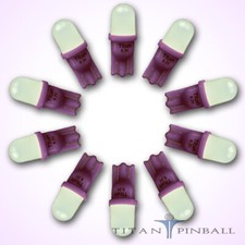 (10 Pack) - 6.3 Volt LED Bulb Frosted 555 Wedge Base (T10) Pinball - PURPLE