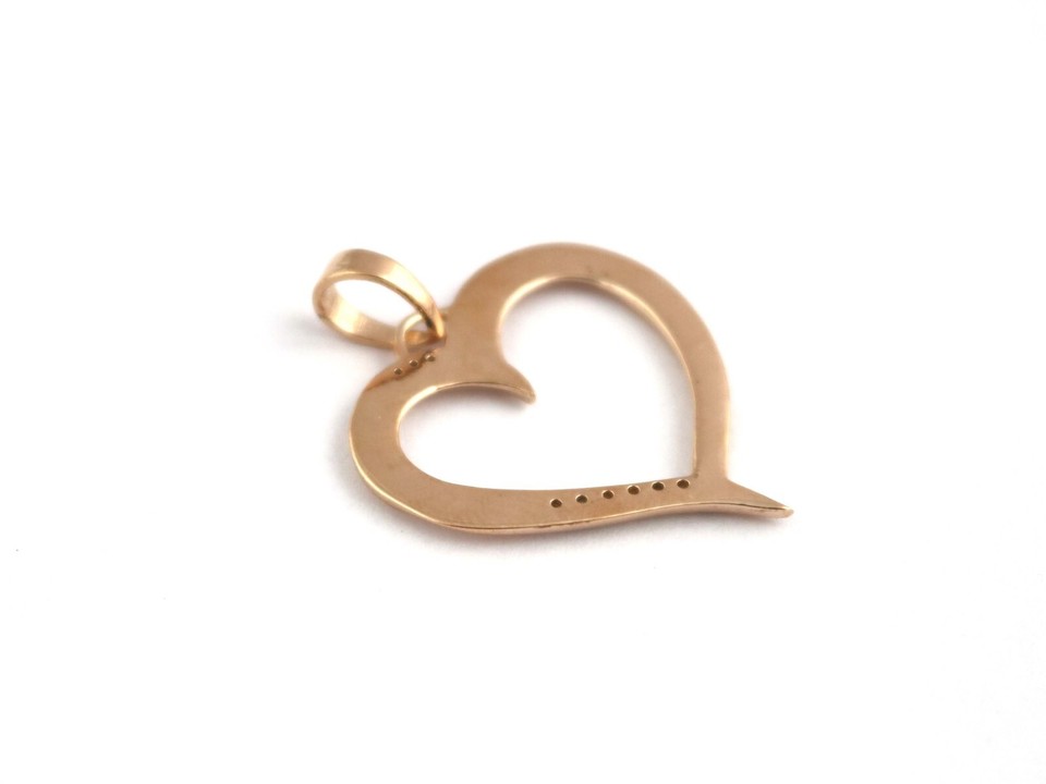 18k Solid Rose Gold Real Diamond Heart Pendant Jewelry For Anniversary