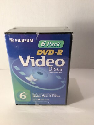 Fujifilm DVD-R 6 Pack 120 Min Blank Storage Media 4.7GB  Disc for Data Video New