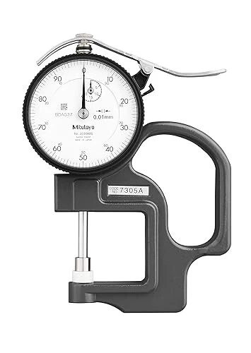Mitutoyo 7305A Dial Thickness Gage, 0-20mm Range, +/-20µm Accuracy, 0.01mm Gradu