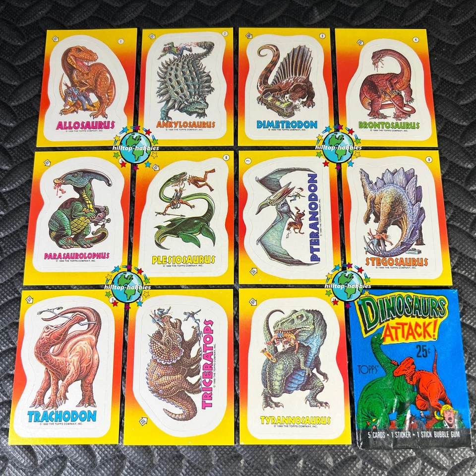TOPPS 1988 DINOSAURS ATTACK SET OF 11-STICKER CARDS+WRAPPER PACK-FRESH CONDITION - Image 2 of 2