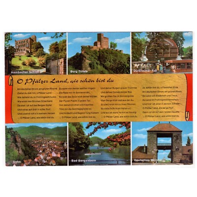 Postcard Oh Palatinate country, how beautiful you are / chronicle map, Hambach Castle, Trifels