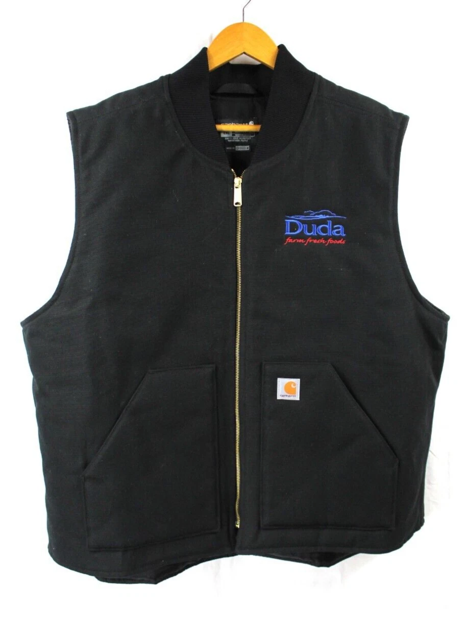 Carhartt Men's Size 2XL Bl ack Vest Quilt Lined Canvas Zip USA Co. Logo