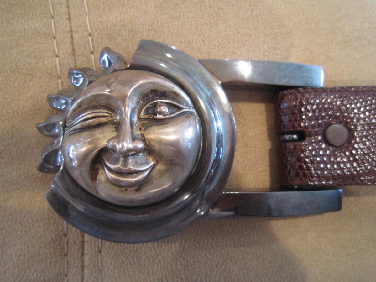 HUGE KIESELSTEIN CORD CELESTIAL SUN BUCKLE AND BROWN LIZARD  display picture 1