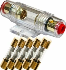 IMC Audio In-Line 4/8 Gauge AGU Fuse Holder w/ (5) 80 Amp Fuse for Car Audio