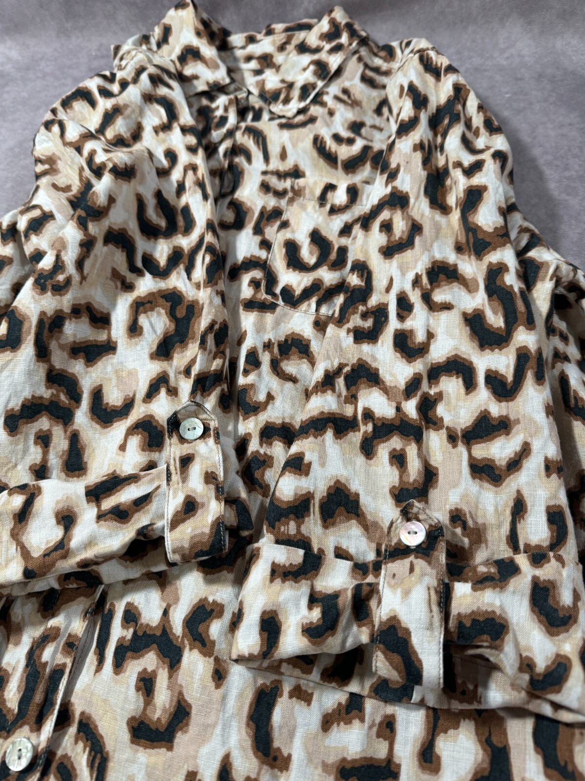 Ruby Rd Road Linen Button Up Shirt Leopard Print … - image 9