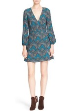 NWT $295 alice + olivia Cary Print V-Neck Blouson Fit & Flare Dress!