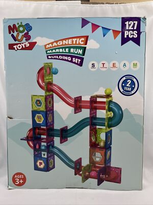 127 Piece Magnetic Marble Run Building Set | Magnetic DIY Set for Boys and Girls