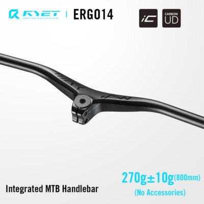 800mm Carbon MTB Integrated Handlebar Rise 0mm XC Bicycle Handlebar Flat  Bar