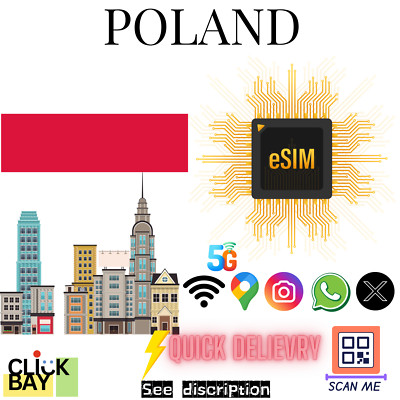 [eSIM] Poland Travel e-SIM High-Speed 4G/5G Data for 30 Days (Data only)