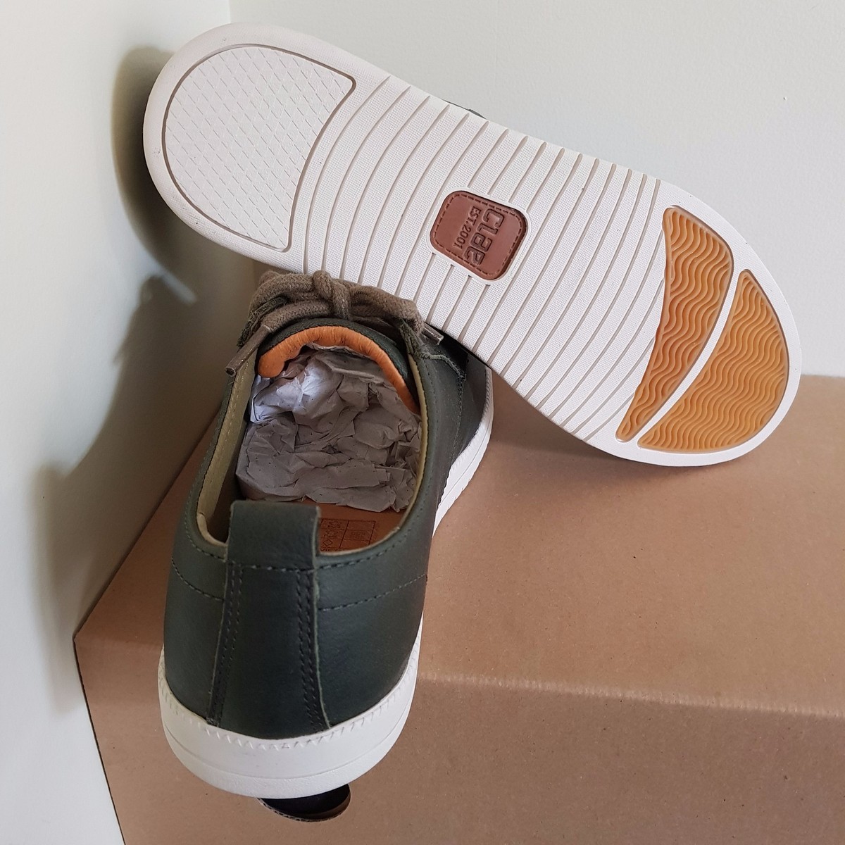 Chaussures Homme CLAE Ellington En Cuir - Vert - Taille US 8 / EUR 41 - Neuf Avec Boîte