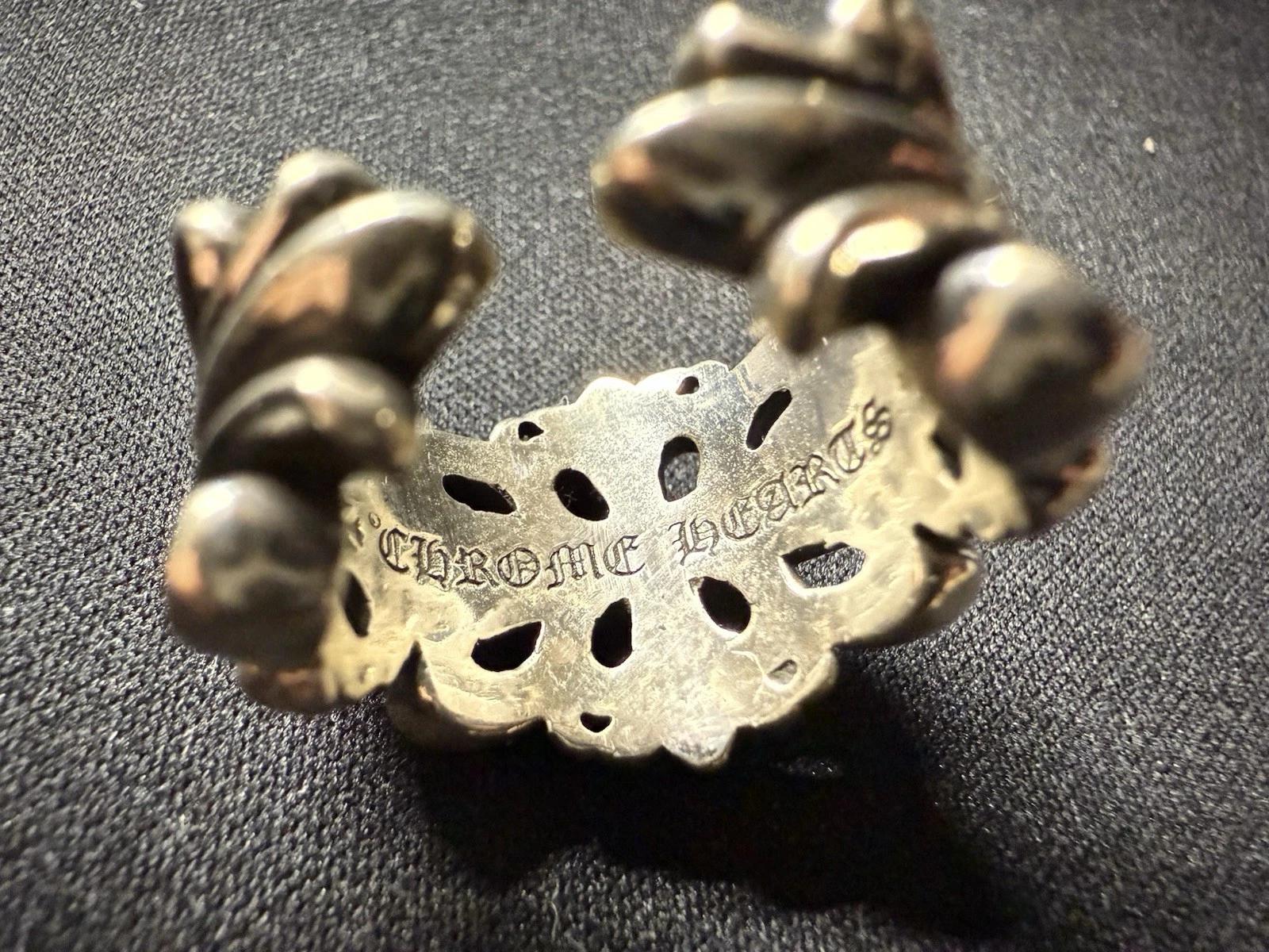 CHROME HEARTS Anello floreale stile cuori cromati misura 7 5