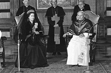Queen Elizabeth II visits Pope John Paul II at the Vatican 17th Oc- Old Photo