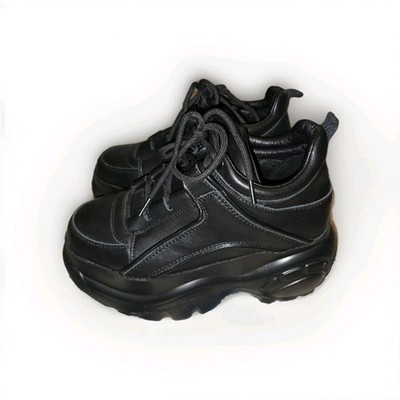 Chunky Platform Sneakers Black Matte Spice Girls 90s Y2K Rave Boot Dupe W 6.5