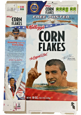 Michael Phelps Kellogg's Corn Flakes Cereal Box