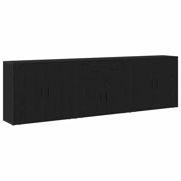 Sideboard Schwarz Eichenoptik 240X33X70 Cm Aus Holzwerkstoff-image