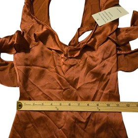 NWT For Love & Lemons X Revolve  Skivvies XS Lena Ruffle Bodysuit Silk Blend