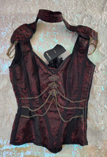 Corset Story Black/Red Steampunk Gothic Corset Side Zip Size 26 ST48