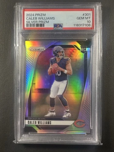 CALEB WILLIAMS 2024 PRIZM SILVER ROOKIE RC #301 PSA 10 BEARS NFL