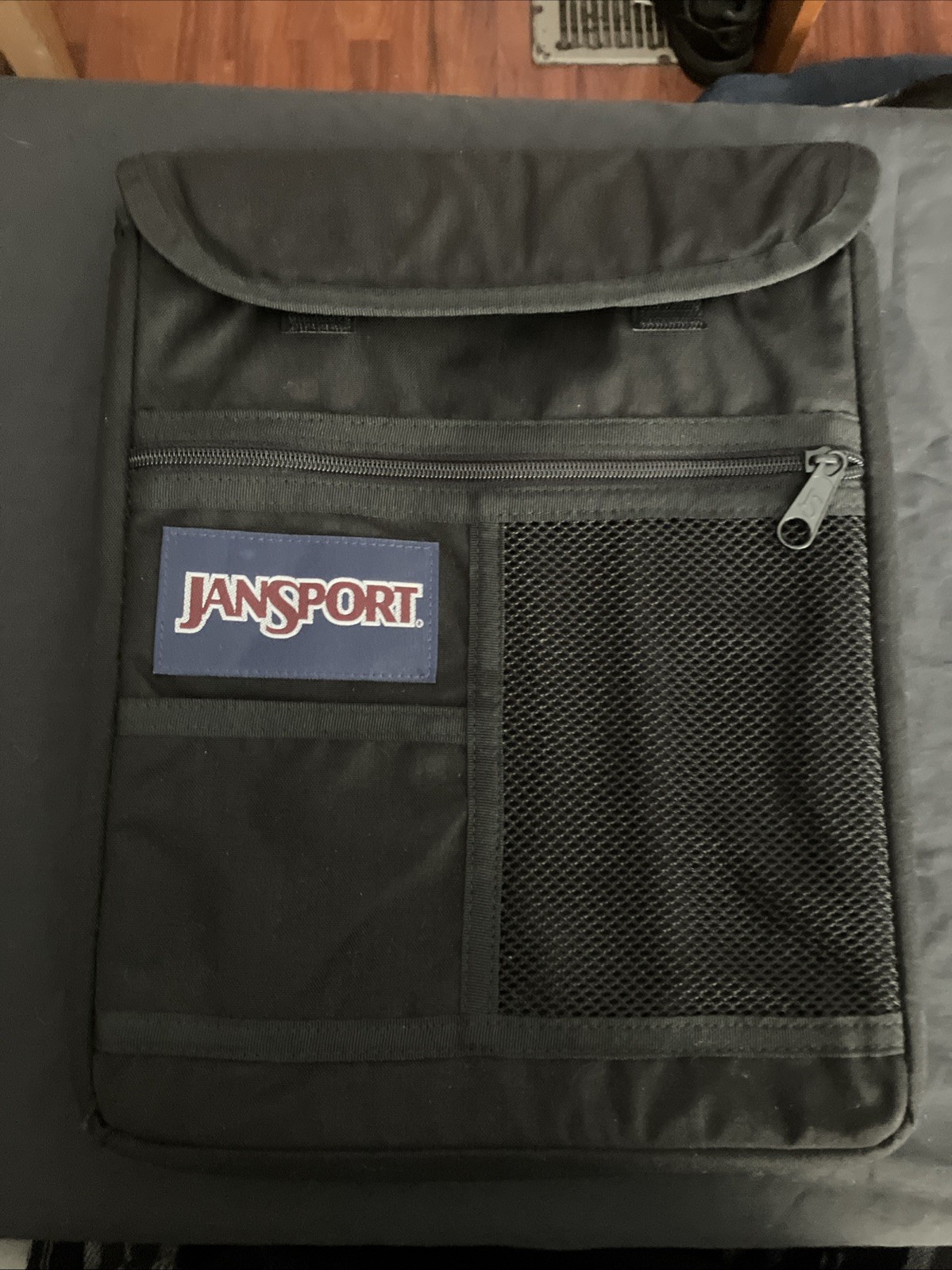 Vintage Jansport Laptop Bag/Case Insert Zip Pocket Book Tablet Black Logo Rare