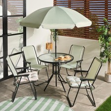 OHS 6 Piece Patio Set Garden Furniture Table Chairs Parasol Foldable Outdoor