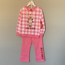 Strawberry Shortcake Girls Pink Plaid Sweatshirt Pants Set Size 4