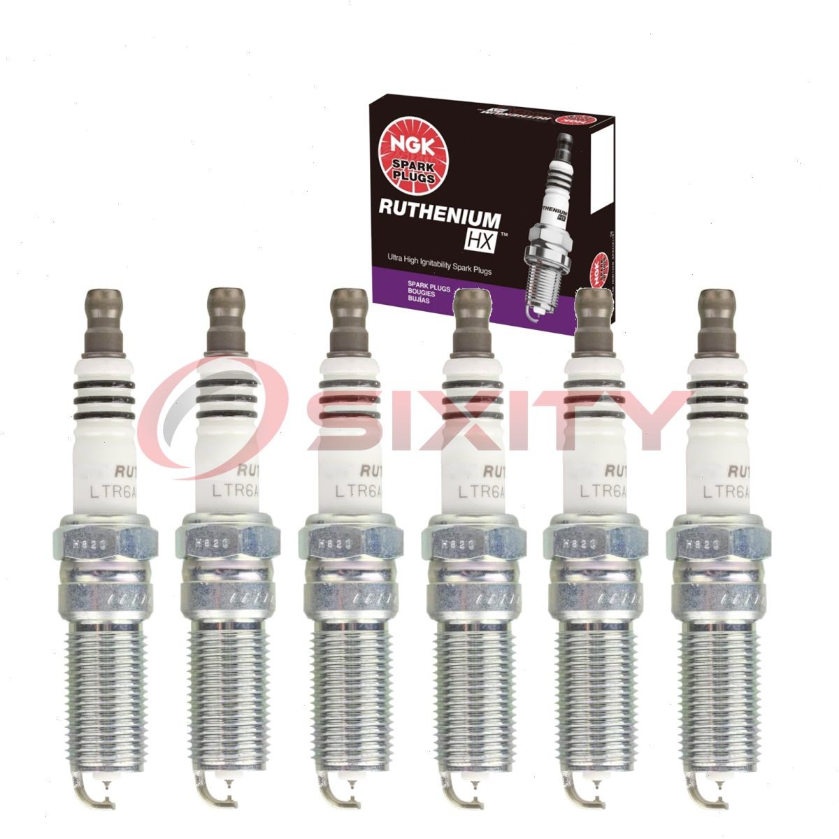 6 pc NGK Ruthenium HX Spark Plugs for 2015-2021 Ford Transit-350 3.5L 3.7L rr