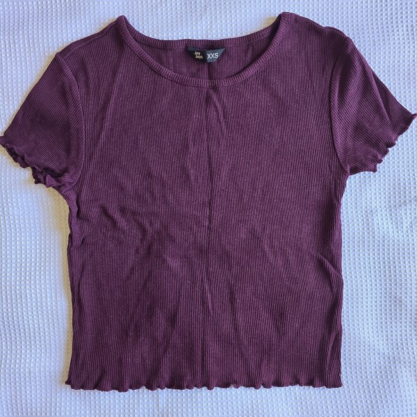 Jay Jays XXS Baby Tee Plum Purple Ribbed Cropped T-Shirt