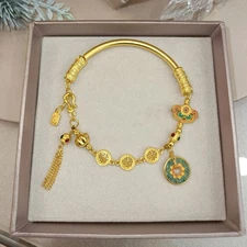 Chinese Style National Trend Vintage Cloisonne Enamel Fook Pendant Bracelet