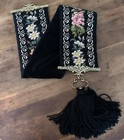 Black Background Floral Needlepoint Bell Pull — photo 1