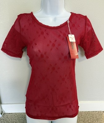Vintage MOSCHINO Lingerie Red Floral Embroidered Sheer Size S PLEASE READ