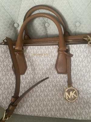 Michael Kors Camille Large Satchel Shoulder Bag MK Vanilla/Acron