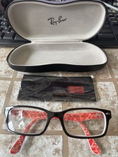 Ray-Ban RB 5206 2479 52-18-140 Black Red Pattern Eyeglasses Women With Case