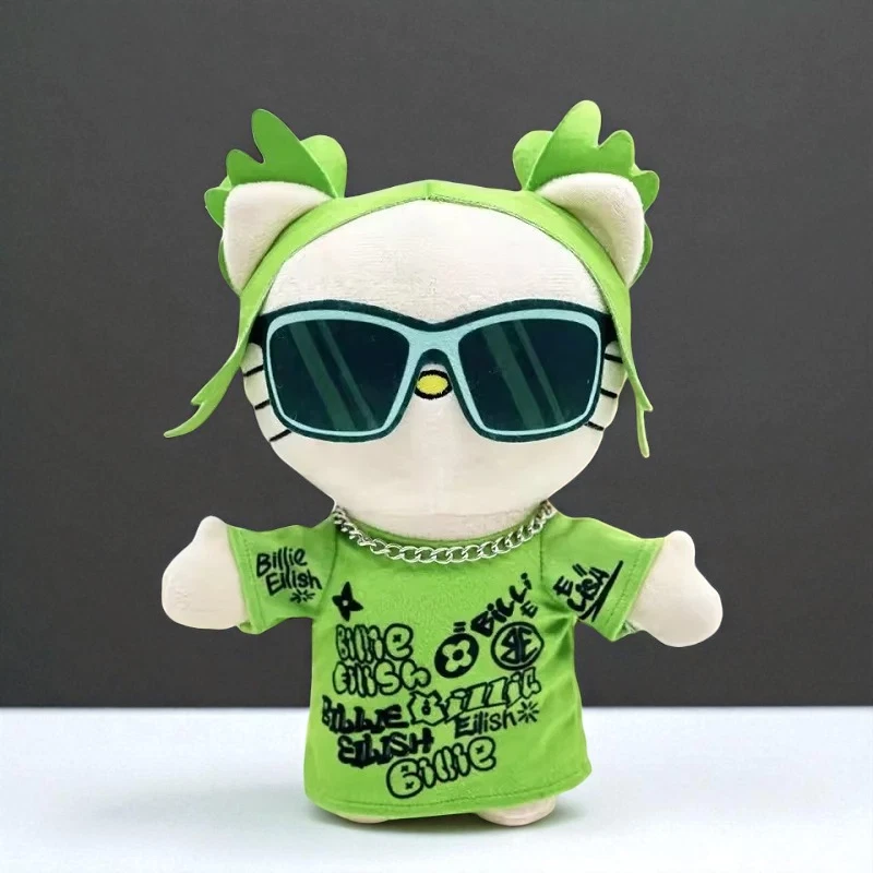 26cm Hello Kitty Billie Eilish Plush Toy, Green Glasses Doll, Gift for Music Fan - Image 4 of 4