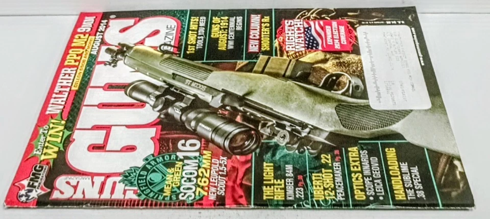 Guns Magazine August 2014 Walther PPQ M2 9mm SOCOM 16 Mean Green Issue Free Ship Foto 2 de 3