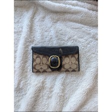 Coach Signature Canvas and Leather Wallet in Brown Vintage Y2K