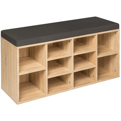 Schuhschrank Holz mit Sitzbank + Sitzkissen Schuhregal Schuhablage 103,5x48x30cm - Bild 1 von 4