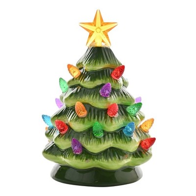 Christbaumschmuck Keramik grün mit LED-Beleuchtung