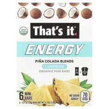 Energy, Organic Mini Bars, Pina Colada Blends, 6 Mini Bars, 0.7 oz 20 g Each