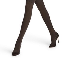 Fabulous Falke SOFT MERINO RIBBED Tights Dark Brown Wool Cotton Large