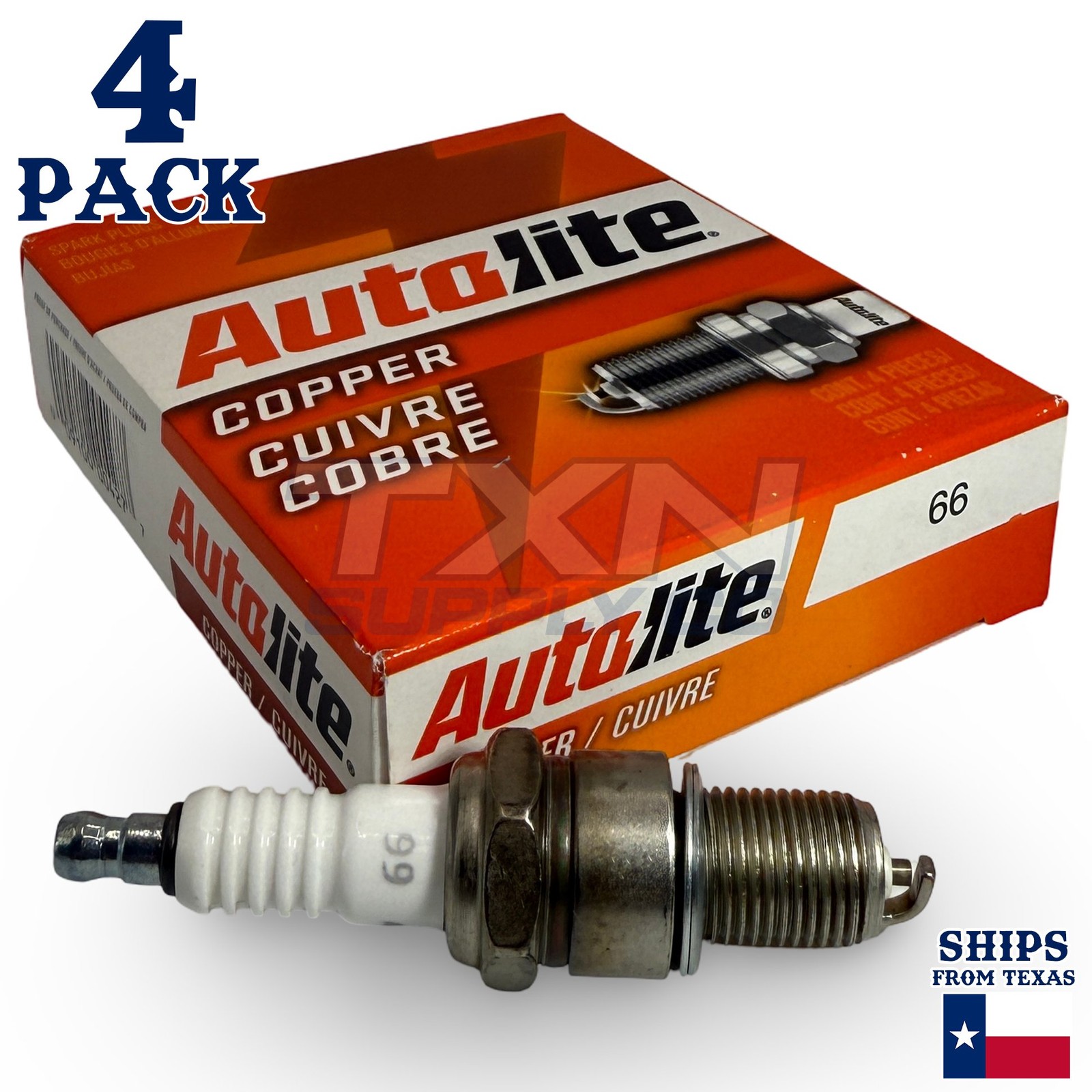 4 Pack Autolite 66 Copper Core Spark Plugs
