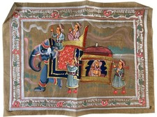 Indian Elephant Pichwai Miniature Painting Traditional Style Art Decor