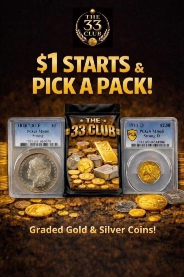 GOLD, PLATINUM & SILVER GRADED COIN PACKS - $1 STARTS - w/Johnny