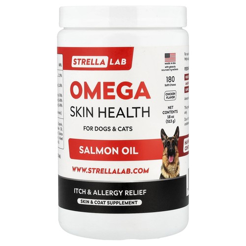 Omega Skin Health with Salmon Oil, For Dogs & Cats, Chicken, 180 Soft Chews, 18