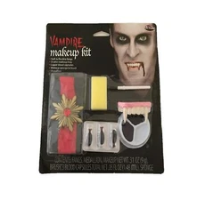 Vampire Make Up Kit Halloween ( Fangs, Blood Capsule, Medallion) Count Dracula