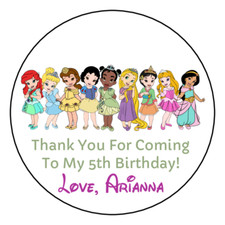 12 Personalized Baby Princess Birthday Party Stickers Favors Labels 2.5"
